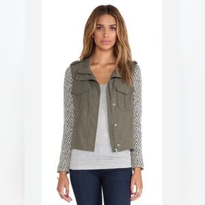 Ella Moss Green Jacket with Black and White Sleeves